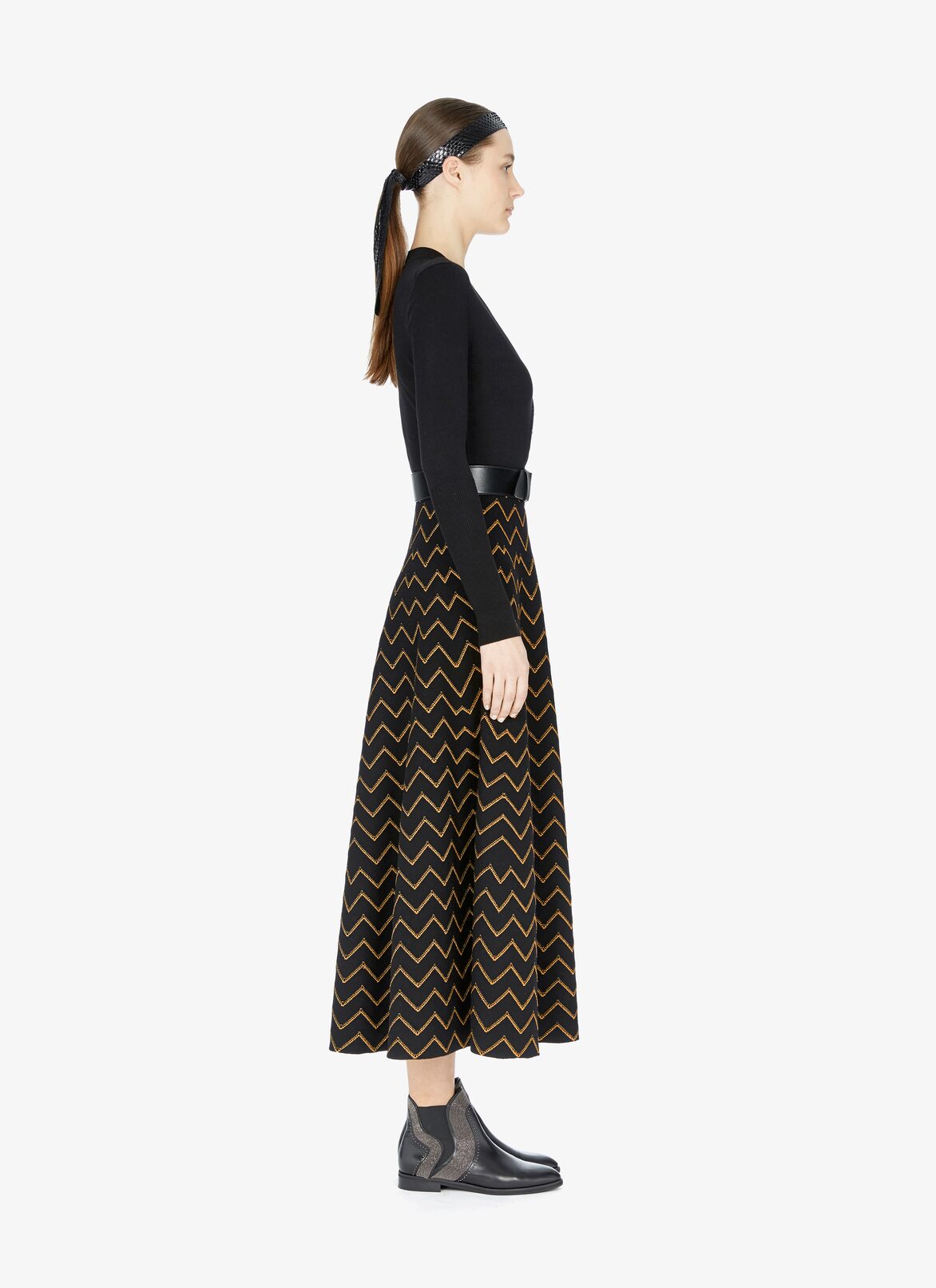 SKIRT NAZARE BLACK/OR ALAÏA BLACK/GOLD  SKIRT NAZARE BLACK/OR